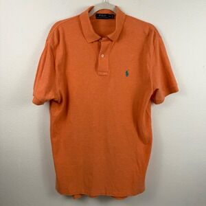 Polo Ralph Lauren Mens Orange Heather Short Sleeve Pique Polo Shirt Size M